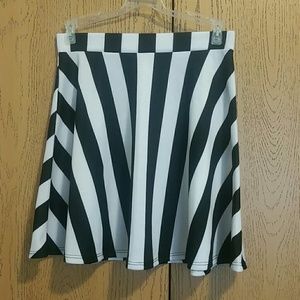 Black & White striped skater skirt